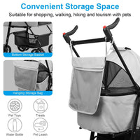 HKM-3557693 Foldable 4-Wheel Pet Stroller with Detachable Carrier Bag and Storage Basket for Dogs and Cats