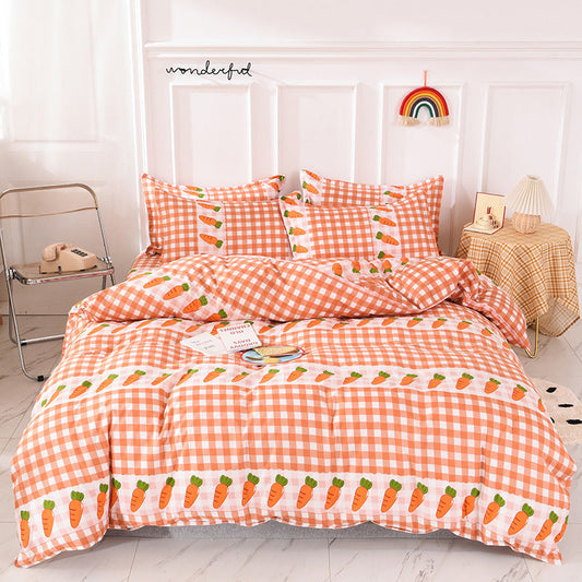 HKM-355795 Aloe Cotton 4-Piece Spring-Summer Bed Sheet Set with Floral Design
