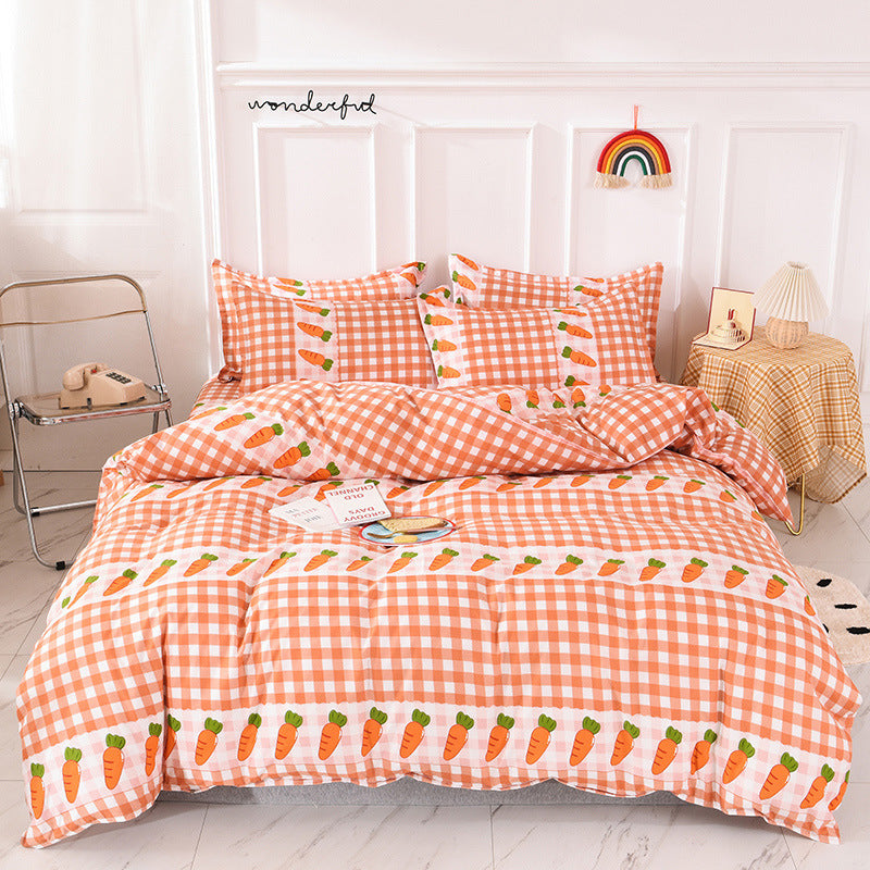 HKM-355795 Aloe Cotton 4-Piece Spring-Summer Bed Sheet Set with Floral Design