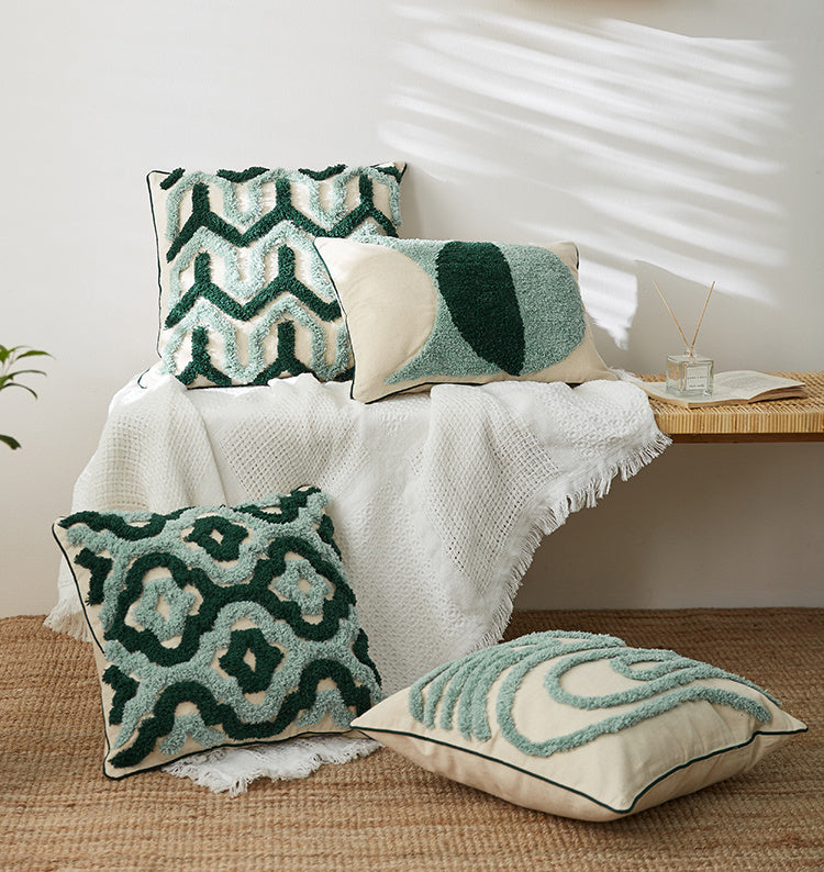 HKM-355859 Cotton Tufted Pillowcase with Geometric Abstract Design, Core-Free, 45x45cm & 30x50cm Options