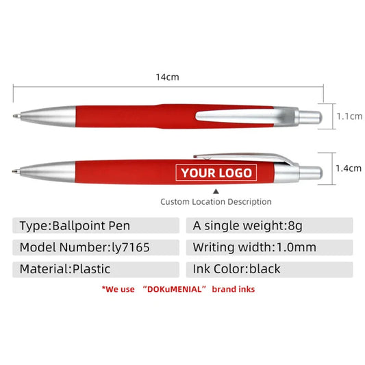 HKM-355923 Custom Plastic Ballpoint Pen with Logo Print - 1.0mm Black Ink, Lightweight Design