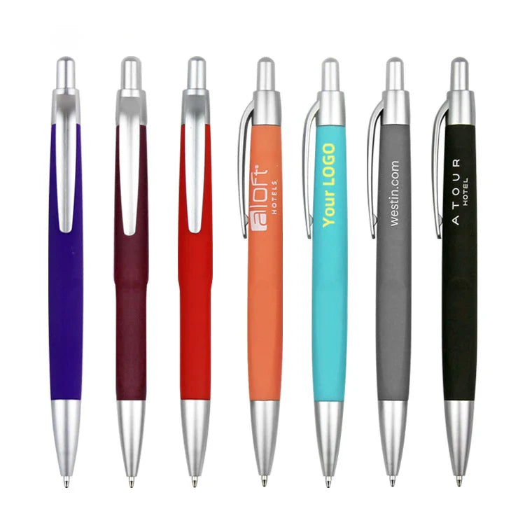 HKM-355923 Custom Plastic Ballpoint Pen with Logo Print - 1.0mm Black Ink, Lightweight Design