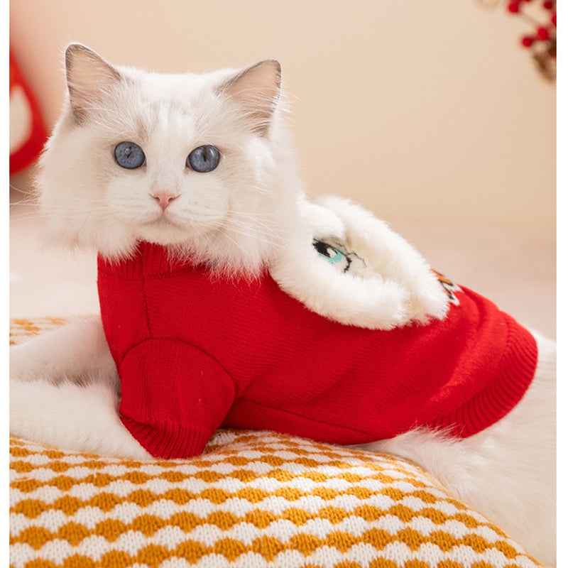 HKM-3559997 Lunar New Year Lion Dance Pet Sweater with 3D Plush Details and Embroidered Accents