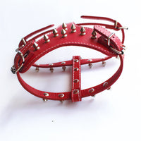 HKM-3560509 Black Spiked Studded Leather Dog Harness for Small Breeds, Adjustable Neck & Chest Size