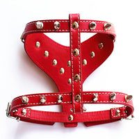 HKM-3560509 Black Spiked Studded Leather Dog Harness for Small Breeds, Adjustable Neck & Chest Size