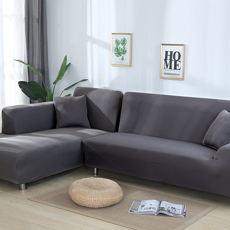HKM-356179 Elastic Sofa Cover Set for Corner Sectional - 2-Piece Design, Stretchable Polyester & Spandex