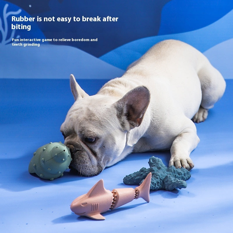 HKM-3562045 Deep Sea Shark Rubber Dog Toy - Colorful Ocean-Themed Pet Chew Toy