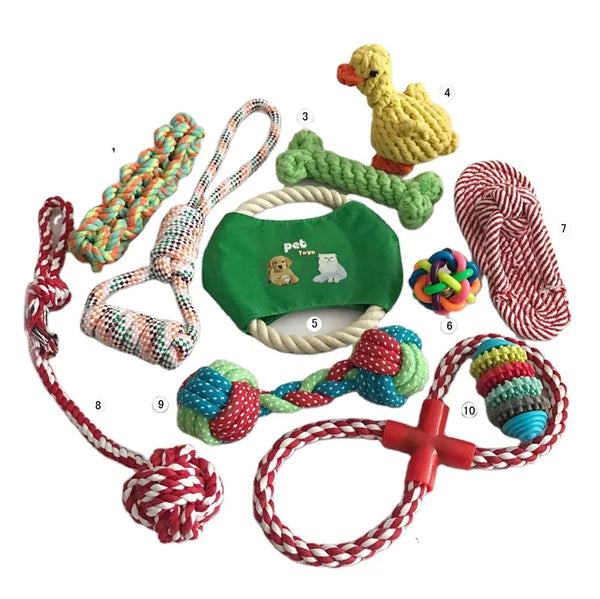 HKM-356307 Durable 12-Pack Interactive Chew Dog Toy Set for Active Play