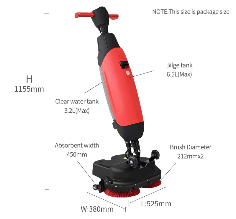HKM-356371 Battery Powered Mini Floor Scrubber for Home and Office Cleaning