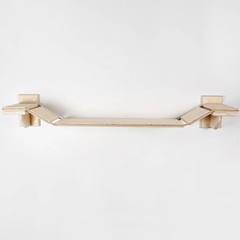 HKM-3564477 Wall-Mounted Wood Cat Suspension Bridge Staircase for Playful Pets
