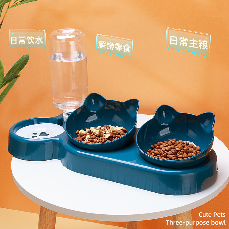 HKM-3564989 Double Bowl Automatic Drinking Station for Pets - Protective Cervical Spine Design in Multiple Colors