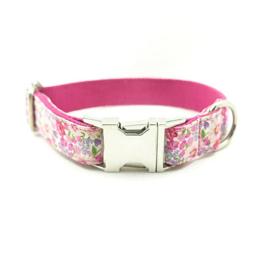 HKM-356499 Purple Flower Pattern Durable Dog Collar - Available in Multiple Sizes
