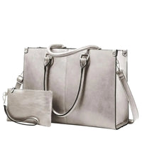 HKM-356499 Women's PU Leather Laptop Tote Bag for 15.6-Inch Laptops - Stylish Office Messenger Handbag