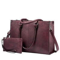 HKM-356499 Women's PU Leather Laptop Tote Bag for 15.6-Inch Laptops - Stylish Office Messenger Handbag