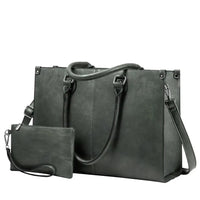 HKM-356499 Women's PU Leather Laptop Tote Bag for 15.6-Inch Laptops - Stylish Office Messenger Handbag