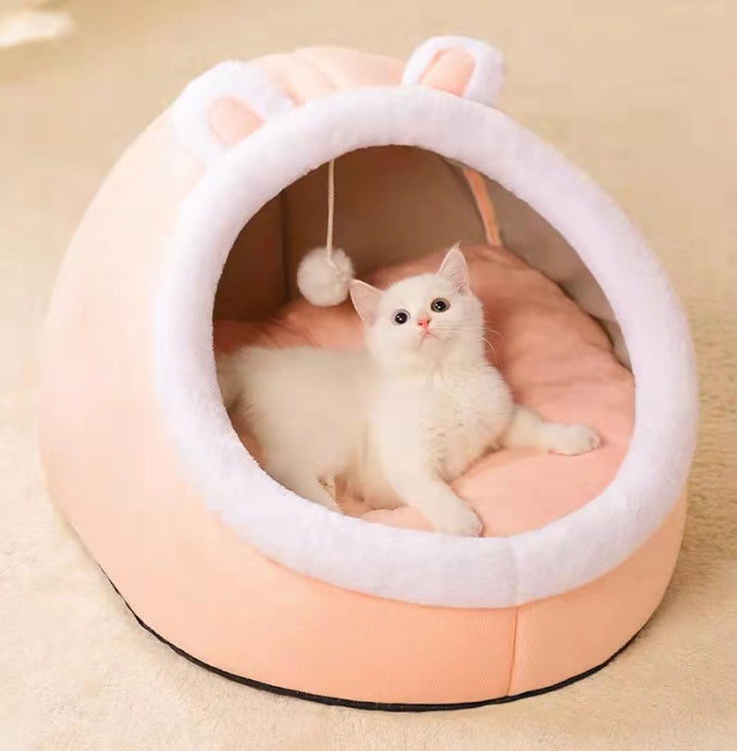 HKM-3565245 Cozy Semi-Enclosed Polar Fleece Cat Nest for Deep Sleep ¨C Available in Multiple Sizes