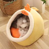 HKM-3565245 Cozy Semi-Enclosed Polar Fleece Cat Nest for Deep Sleep ¨C Available in Multiple Sizes