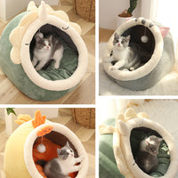 HKM-3565245 Cozy Semi-Enclosed Polar Fleece Cat Nest for Deep Sleep ¨C Available in Multiple Sizes