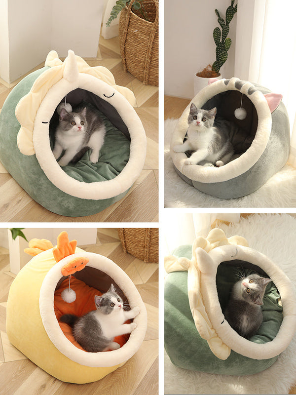 HKM-3565245 Cozy Semi-Enclosed Polar Fleece Cat Nest for Deep Sleep ¨C Available in Multiple Sizes