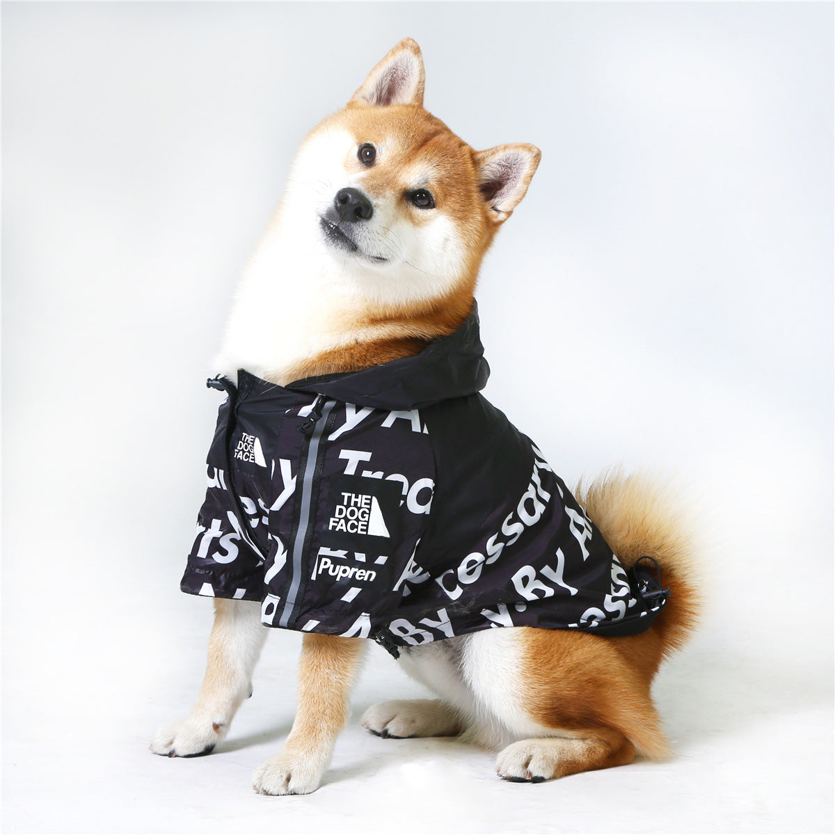 HKM-3565373 Windproof and Rainproof Large Dog Raincoat - Snow Mountain, Red Barrage, Black Barrage - Polyester Shell Jacket