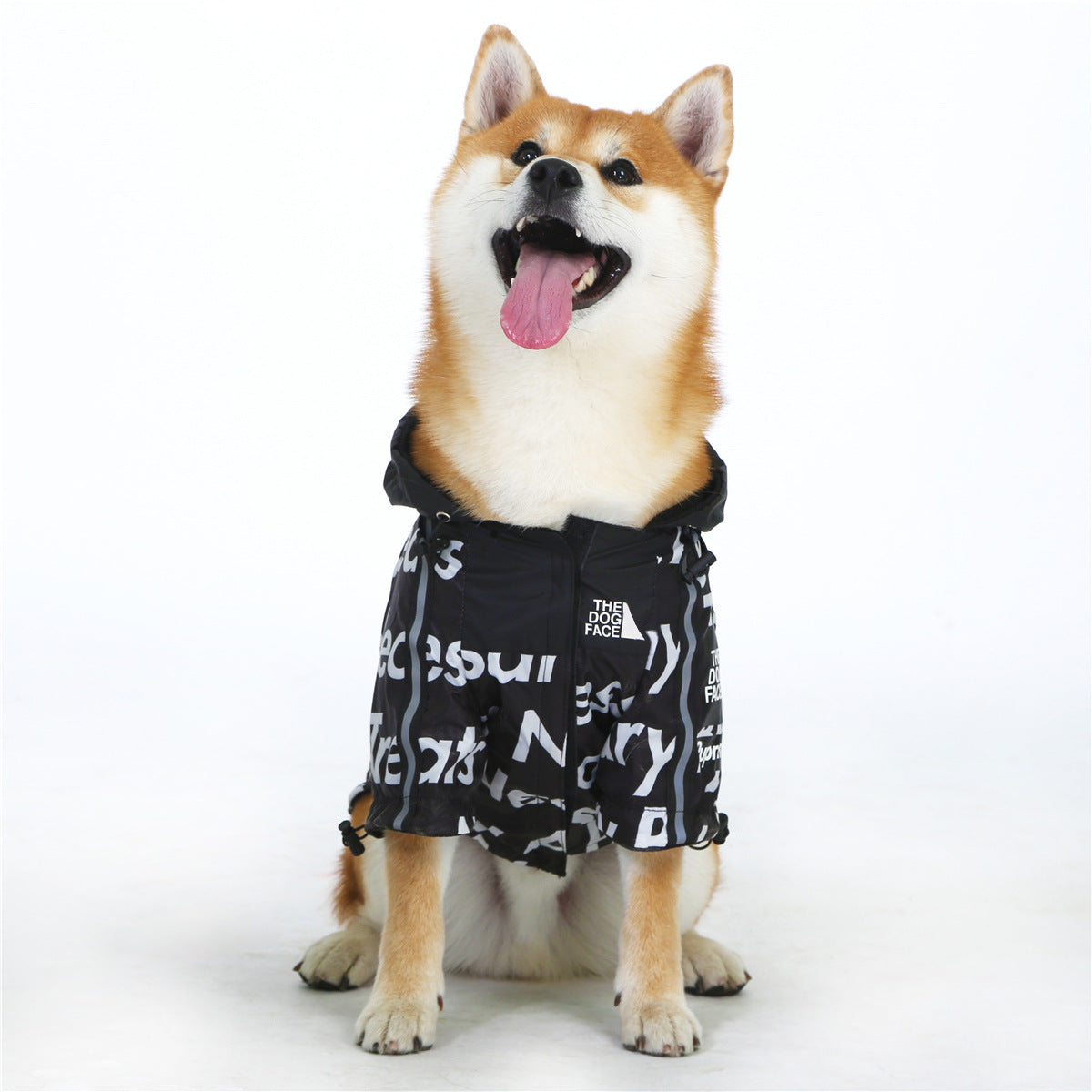 HKM-3565373 Windproof and Rainproof Large Dog Raincoat - Snow Mountain, Red Barrage, Black Barrage - Polyester Shell Jacket