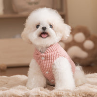 HKM-3565757 Cozy Pink Textured Corduroy Pet Vest for Small and Medium Dogs