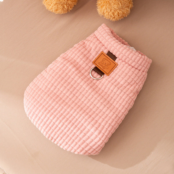 HKM-3565757 Cozy Pink Textured Corduroy Pet Vest for Small and Medium Dogs