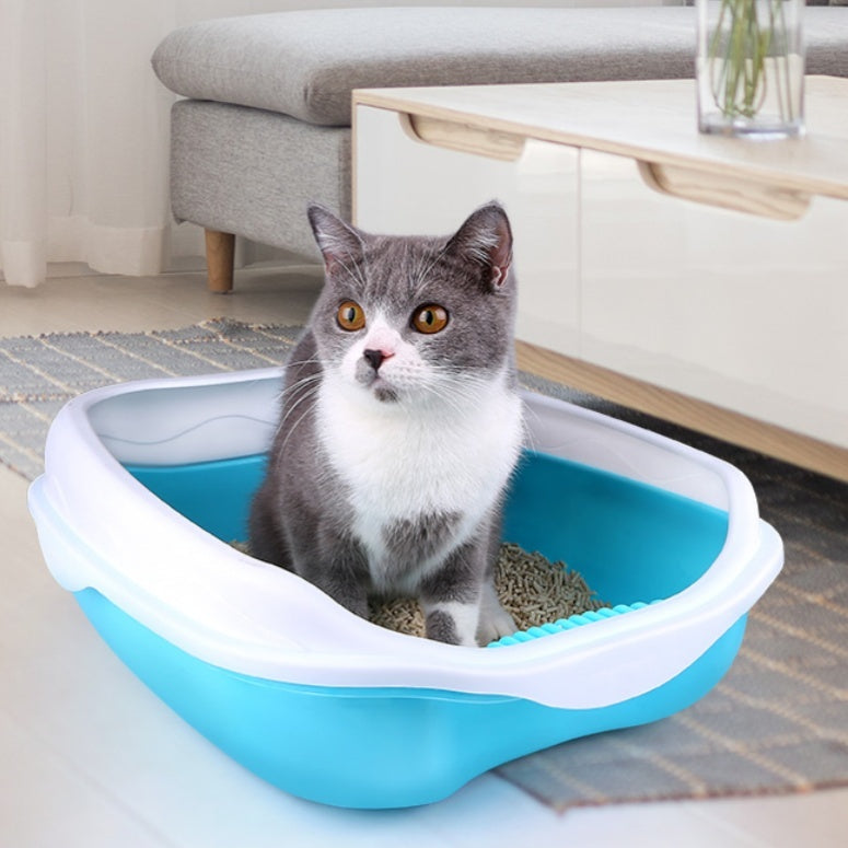 HKM-356627 Semi Enclosed Thickened Splash Proof Cat Litter Box with Optional Cat Mat and Shovel