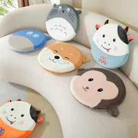HKM-356755 Cute Cartoon Plush Animal Cushions - Shiba Inu, Orange Cow, Black Cow, Blue Cow, Totoro, Owl, Monkey, Shark, 40x40cm