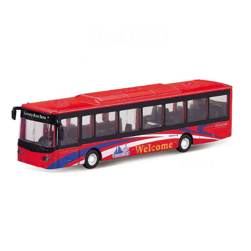 HKM-356755 Pull Back Die Cast Alloy Bus Model - 1:35 Scale Toy Vehicle for Ages 2 and Up