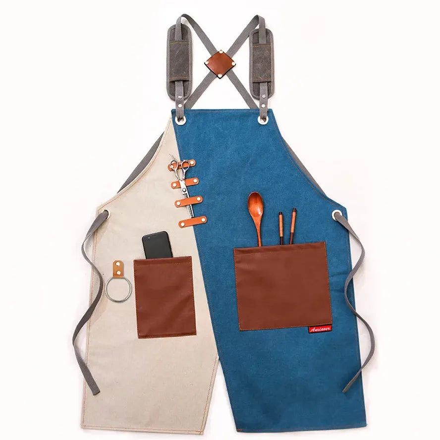 HKM-356819 Eco-Friendly Canvas Cowboy Apron with Custom Logo Options for Gardening, Barista, and Waitress Use
