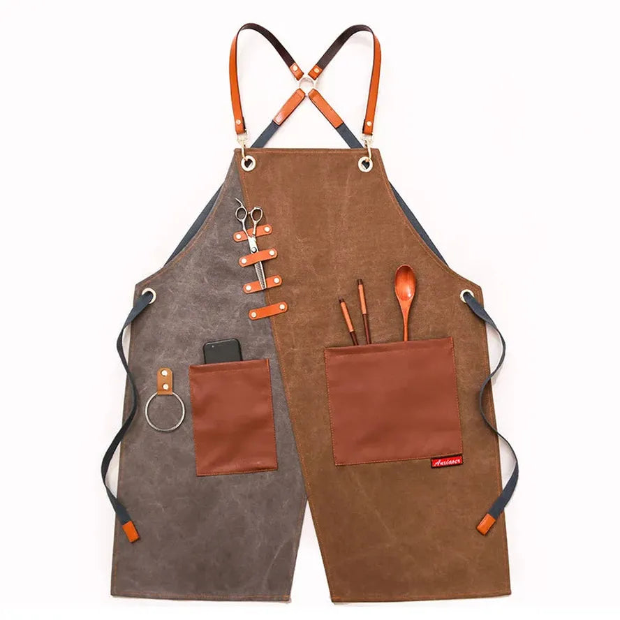HKM-356819 Eco-Friendly Canvas Cowboy Apron with Custom Logo Options for Gardening, Barista, and Waitress Use