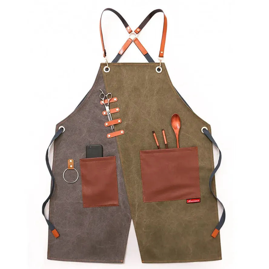 HKM-356819 Eco-Friendly Canvas Cowboy Apron with Custom Logo Options for Gardening, Barista, and Waitress Use