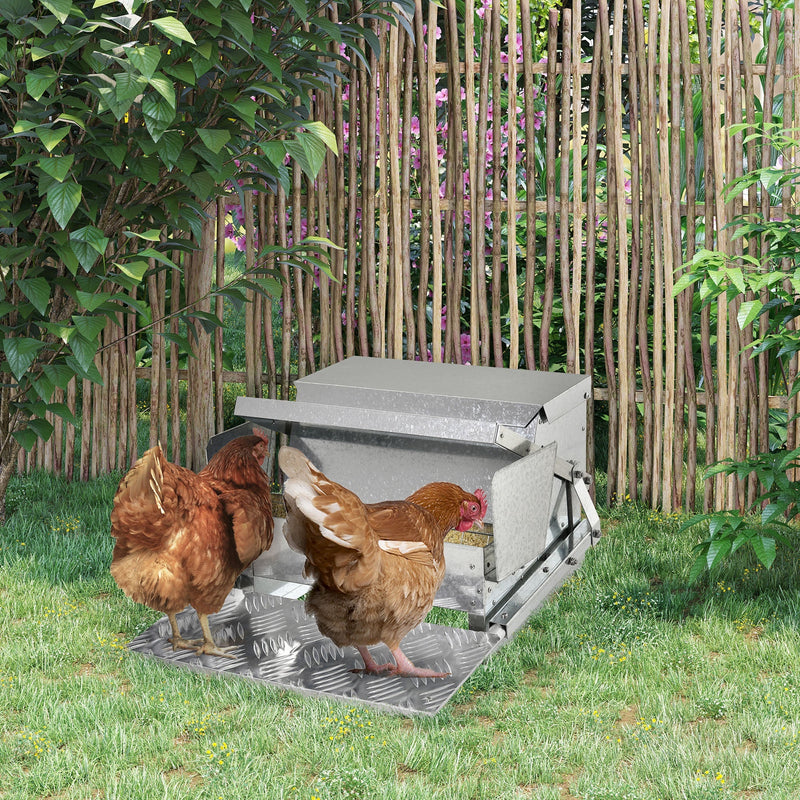 HKM-3570621 25 lbs Automatic Chicken Poultry Feeder, Weatherproof Galvanized Steel & Aluminum, Durable Design