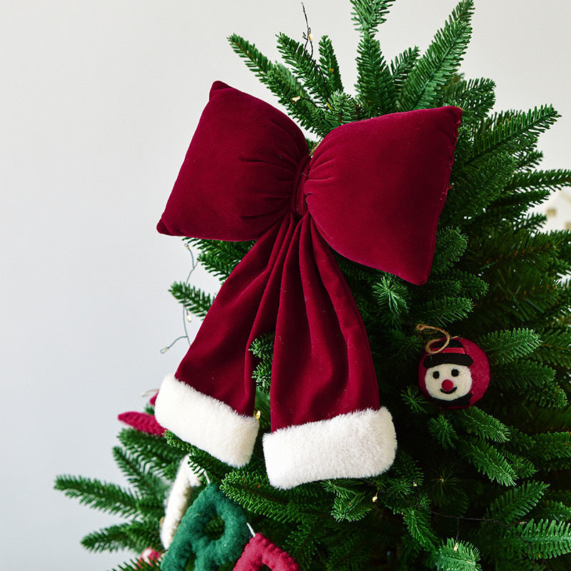 HKM-357075 Large Three-Dimensional Christmas Lint Bowknot Decoration in Various Sizes