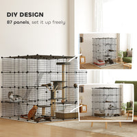 HKM-3571005 Spacious Detachable Metal Cat Cage with Platforms & Ramps for 1-3 Cats, 55" Black