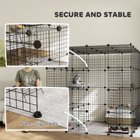 HKM-3571005 Spacious Detachable Metal Cat Cage with Platforms & Ramps for 1-3 Cats, 55" Black