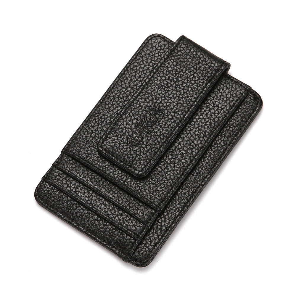 HKM-357203 Men's PU Leather Mini Wallet with Magnetic Snap, Card Holder, and Coin Pocket in Solid Colors