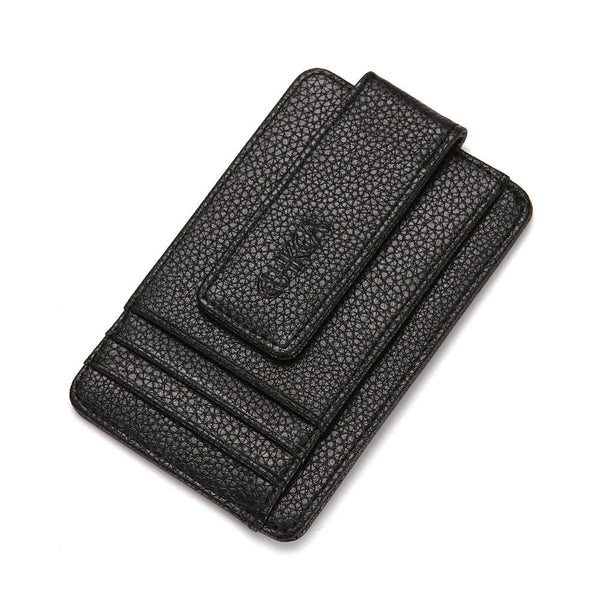 HKM-357203 Men's PU Leather Mini Wallet with Magnetic Snap, Card Holder, and Coin Pocket in Solid Colors