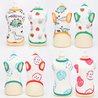 HKM-3572541 Spring and Summer Pet Costumes - Red and Green Apple Patterns, Dinosaur, and Rabbit Styles in Sizes S-XXL