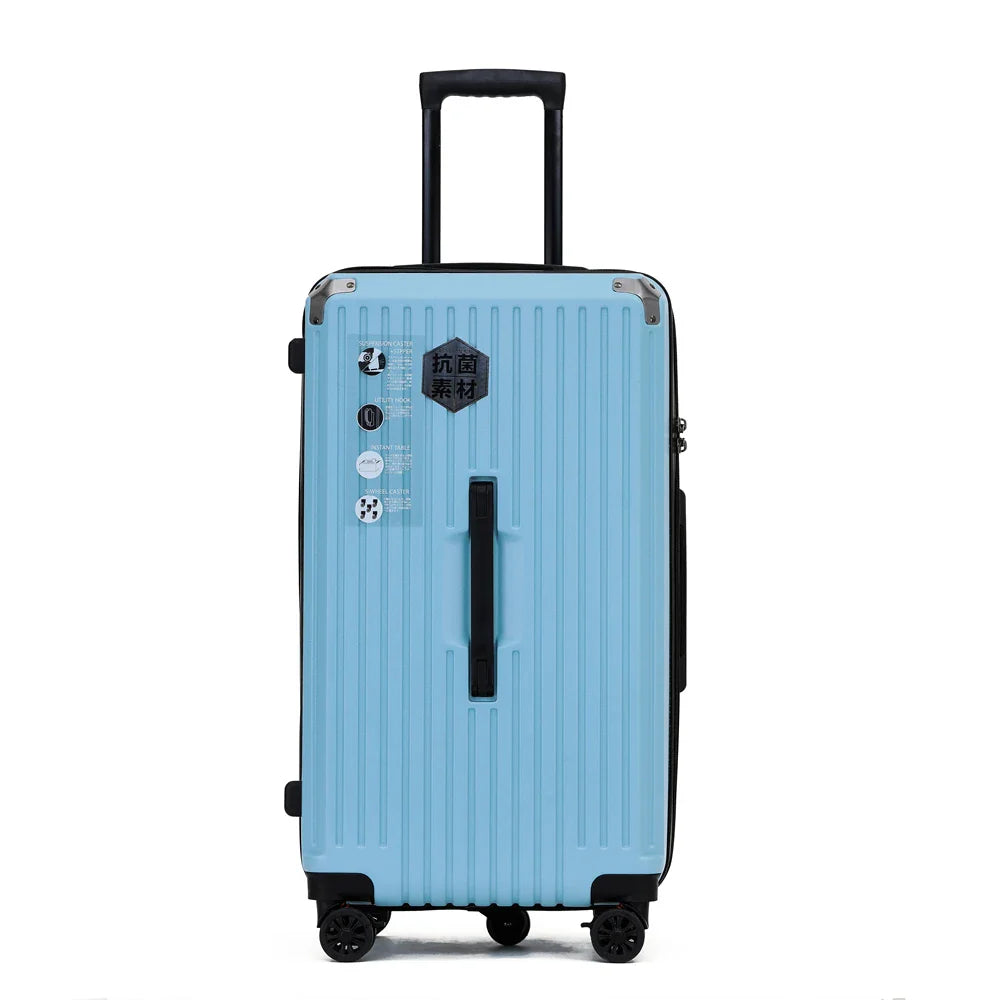 HKM-357331 White Carry-On Suitcase Luggage Trolley Bag with Smooth Rolling Wheels