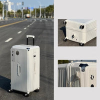 HKM-357331 White Carry-On Suitcase Luggage Trolley Bag with Smooth Rolling Wheels