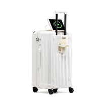 HKM-357331 White Carry-On Suitcase Luggage Trolley Bag with Smooth Rolling Wheels