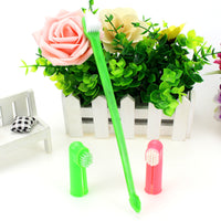HKM-3574589 Three-Piece Pet Toothbrush Set with Dual-Head Brush and Finger Brushes