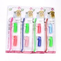 HKM-3574589 Three-Piece Pet Toothbrush Set with Dual-Head Brush and Finger Brushes