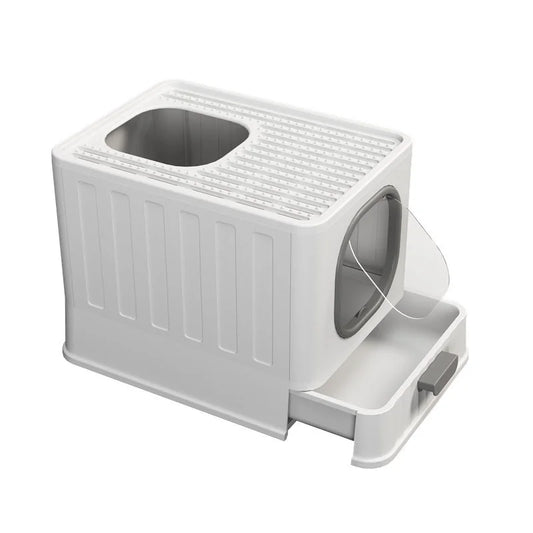 HKM-357459 Odor-Proof Foldable Cat Litter Box with Easy Clean Design and Splash Prevention