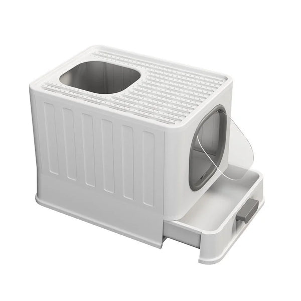 HKM-357459 Odor-Proof Foldable Cat Litter Box with Easy Clean Design and Splash Prevention