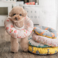 HKM-3574717 Pure Cotton Soft Pet Collar - Available in Pink Rice Cake Rabbit, Light Pink Love Heart, Blue Fox, and Yellow Fox