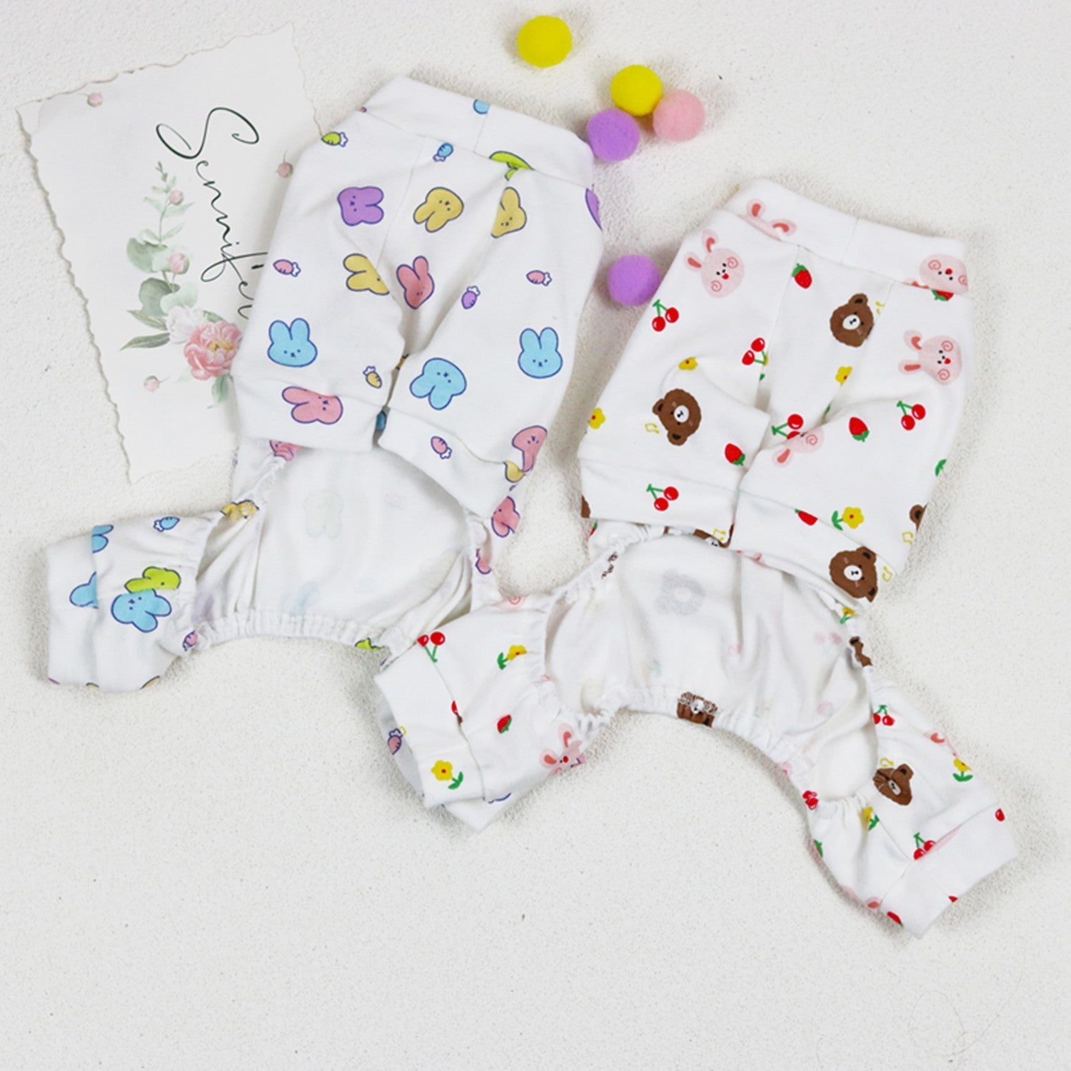 HKM-3575101 Cotton Four-Legged Dog Clothing in Rabbit and Bear Designs, Multiple Sizes Available