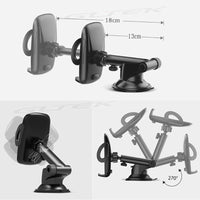 HKM-357651 Telescopic Mobile Phone Holder for Car with Fixed Base – Black and Gray